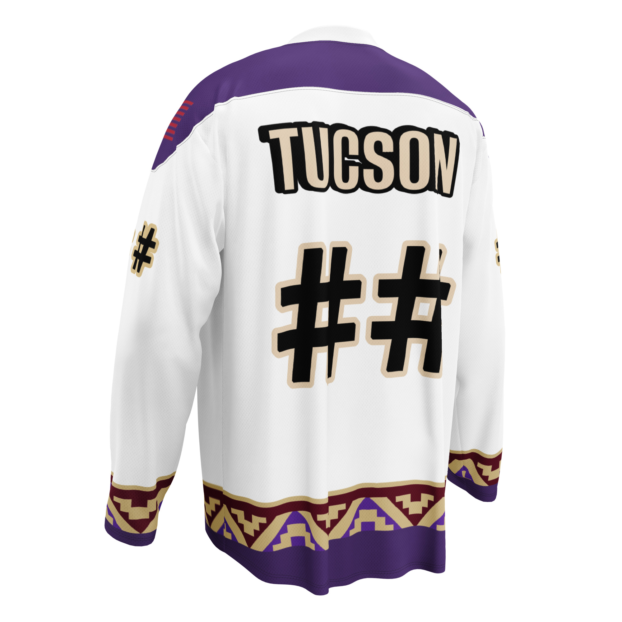 Light Tucson Junior Roadrunners Kachina fan jersey with Tucson back lettering and number-style graphics