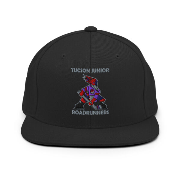 Tucson Junior Roadrunners Classic Snapback Hat in Black, front view