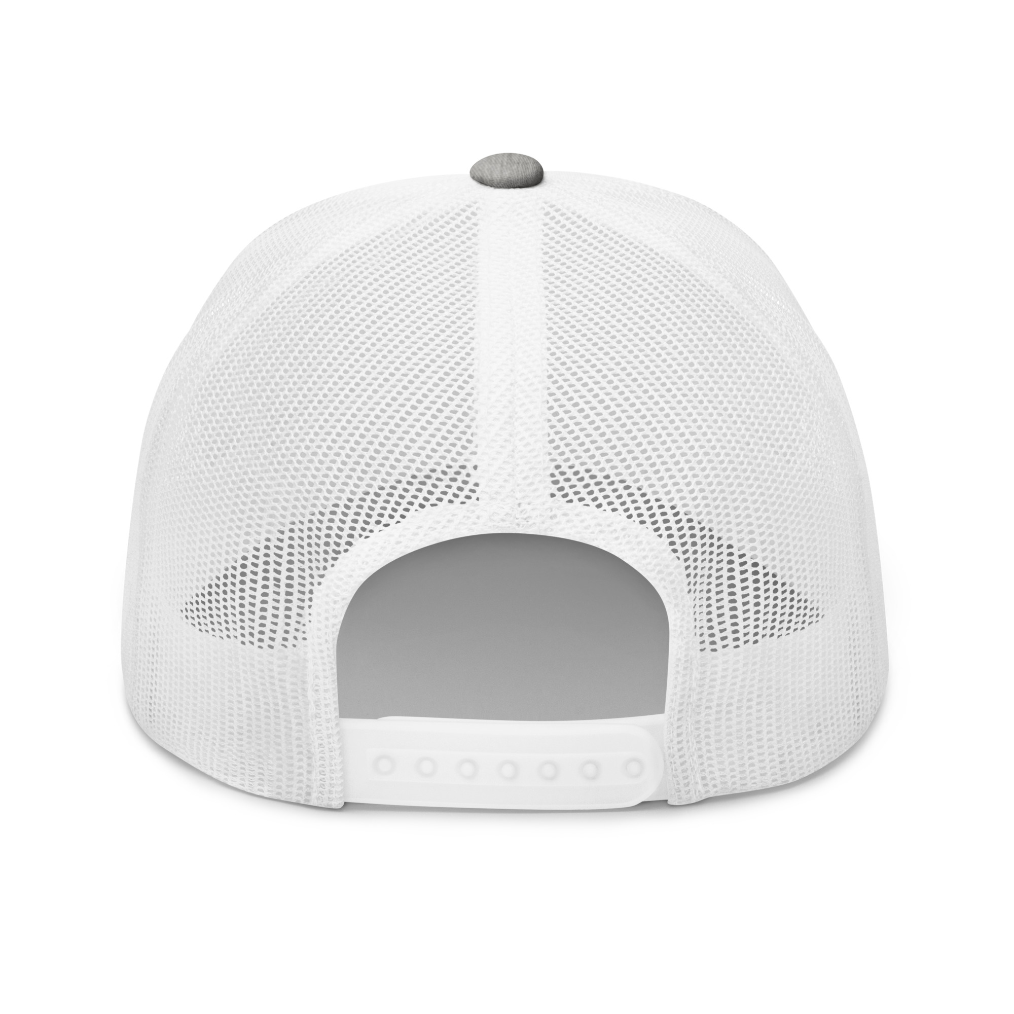 Tucson Junior Roadrunners Trucker Hat in Heather Grey/White, back view