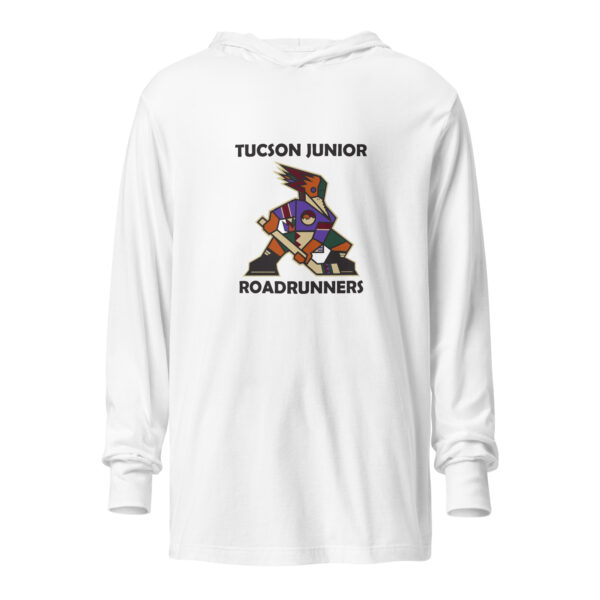 Tucson Junior Roadrunners Classic Hooded Tee in White, front view