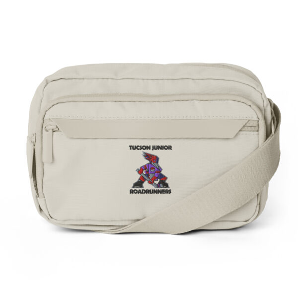 Natural stone Tucson Junior Roadrunners crossbody bag with embroidered Kachina Roadrunner and team wordmark